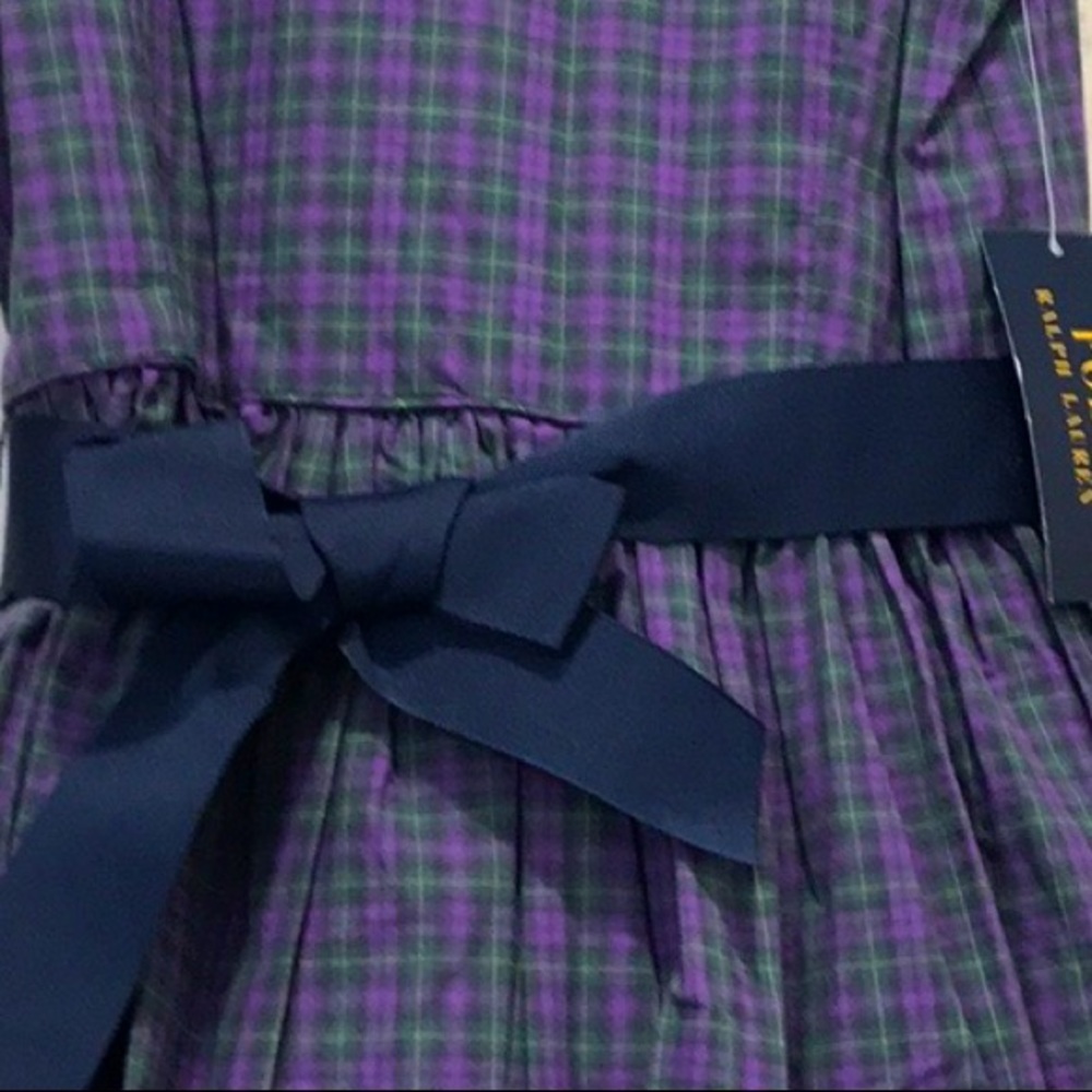 SOLD POLO RALPH LAUREN Girls’ Plaid Purple/Green Dress - Picture 5 of 10